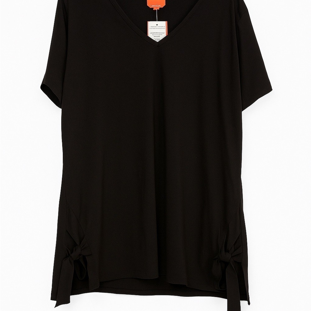 NWT Joe Fresh Black Short Sleeve Top with Bow Accents Size 1X